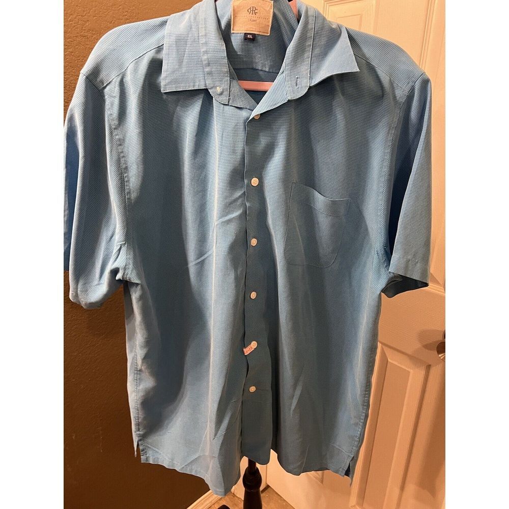 Rock &‎ Republic XXL Short Sleeve Men's Shirt Blue Button Down